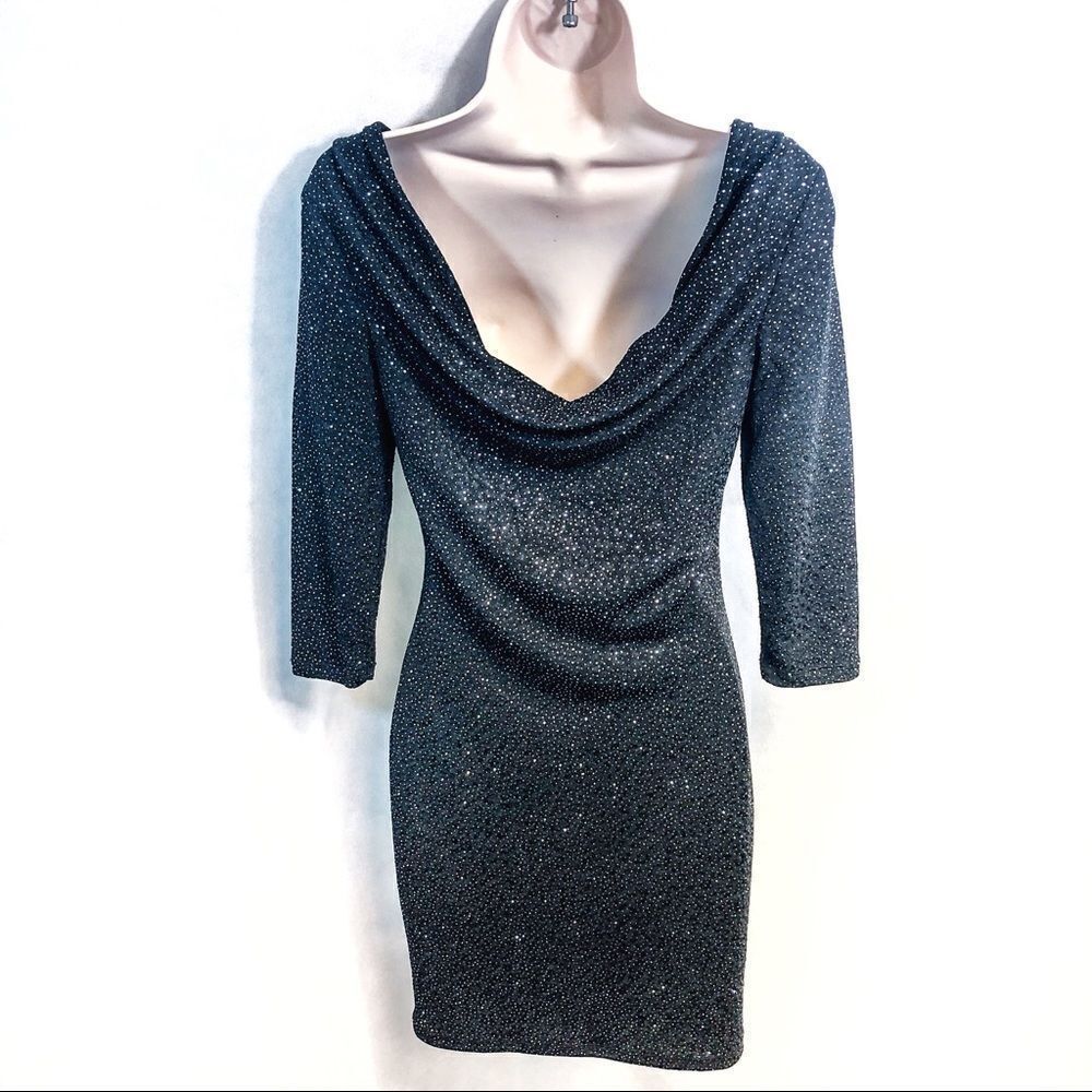 Studio Y Sparkling Draped Back Bodycon Sz S